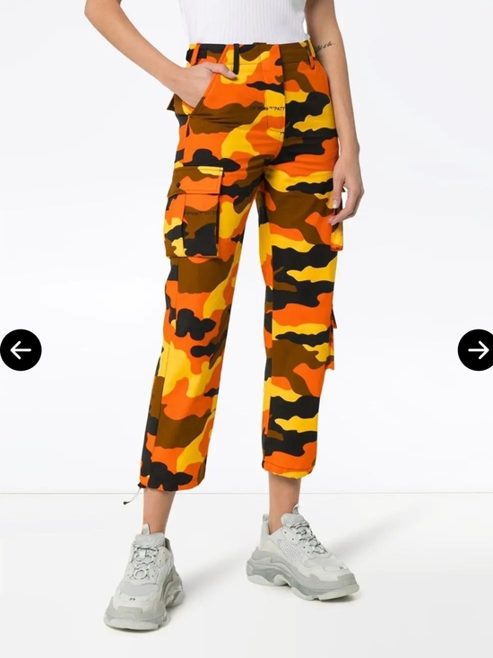 Off-White Pants - Off-White c/o Virgil Abloh Orange, Yellow & Black Camo Cargo Pants Size S